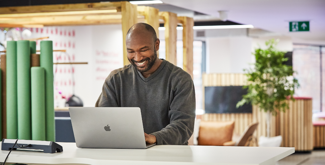 man on computer